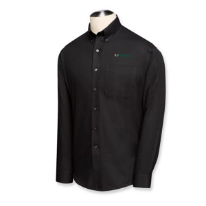 Miami Hurricanes B&T LS Epic Easy Care Fine Twill Shirt - Black
